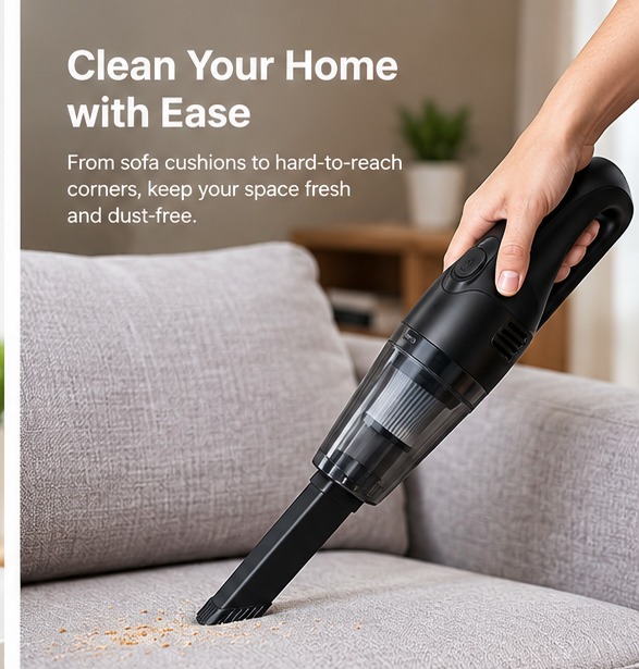 Using the cordless vacuum to clean a sofa